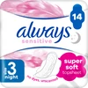 Kép 2/6 - ALWAYS Sensitive (3) night egészségügyi betét 14 db mobil