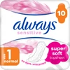 Kép 2/5 - ALWAYS Sensitive normal (1) egészségügyi betét 10 db mobil