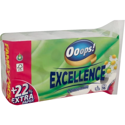 Ooops! Excellence Camomile toalett papír 16 tekercs Ooops! Excellence Camomile toalett papír 16 tekercs