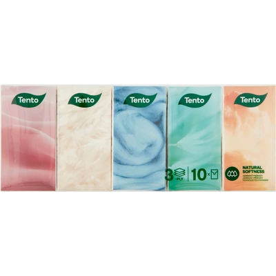 Tento Natural Soft papírzsebkendő 10x10 darab Tento Natural Soft papírzsebkendő 10x10 darab