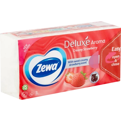 Zewa Deluxe Aroma Creamy Strawberry papírzsebkendő Zewa Deluxe Aroma Creamy Strawberry papírzsebkendő