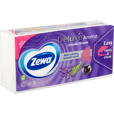Zewa Deluxe Aroma Lavender Dreams papírzsebkendő 90 darab Zewa Deluxe Aroma Lavender Dreams papírzsebkendő 90 darab