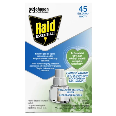 RAID Essentials elektromos párologtató szúnyogriasztó készülék utántöltő RAID Essentials elektromos párologtató szúnyogriasztó készülék utántöltő