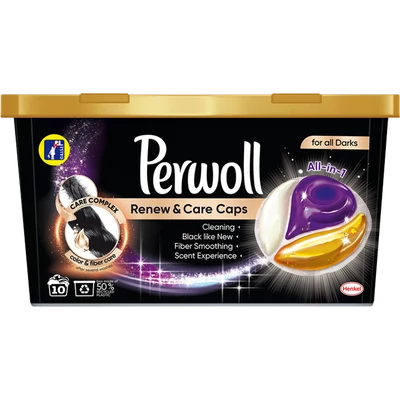 Perwoll Renew & Cair Caps mosókapszula sötét és fekete ruhákhoz 10 mosáshoz Perwoll Renew & Cair Caps mosókapszula sötét és fekete ruhákhoz 10 mosáshoz