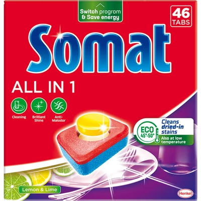Somat All in 1 mosogatógép tabletta citrom és lime 46 darab