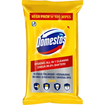 Domestos Lemon higiénikus törlőkendő 100 darab Domestos Lemon higiénikus törlőkendő 100 darab