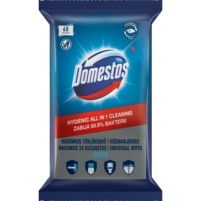 Domestos Ocean higiénikus törlőkendő 60 darab Domestos Ocean higiénikus törlőkendő 60 darab