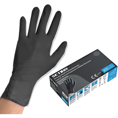 Setino nitril púdermentes fekete vizsgálókesztyű 100 db Setino nitril púdermentes fekete vizsgálókesztyű 100 db