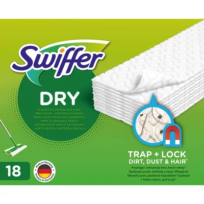 Swiffer Sweeper száraz padlótörlő kendő utántöltő 18 darab Swiffer Sweeper száraz padlótörlő kendő utántöltő 18 darab