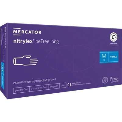 Mercator® Nitrylex beFree Long púdermentes tintakék nitril kesztyű 100 db Mercator® Nitrylex beFree Long púdermentes tintakék nitril kesztyű 100 db