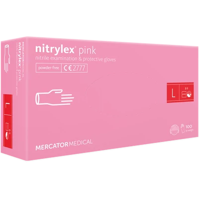 Mercator® Nitrylex pink púdermentes rózsaszín nitril vizsgálókesztyű 100 db Mercator® Nitrylex pink púdermentes rózsaszín nitril vizsgálókesztyű 100 db
