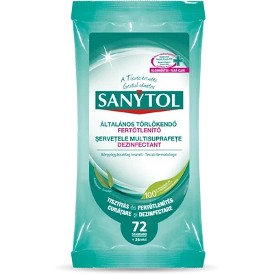 Sanytol általános fertőtlenítő törlőkendő 72 darab Sanytol általános fertőtlenítő törlőkendő 72 darab