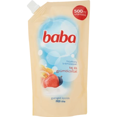 Baba tej és gyümölcsillat folyékony szappan utántöltő Baba tej és gyümölcsillat folyékony szappan utántöltő