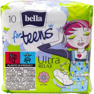 Bella for Teens Ultra Relax egészségügyi betét 10 db Bella for Teens Ultra Relax egészségügyi betét 10 db