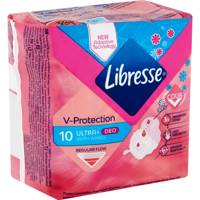LIBRESSE V-Protection Ultra+ Deo egészségügyi betét 10 db LIBRESSE V-Protection Ultra+ Deo egészségügyi betét 10 db