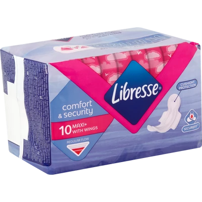 LIBRESSE Comfort & Security Maxi+ egészségügyi betét 10 db LIBRESSE Comfort & Security Maxi+ egészségügyi betét 10 db