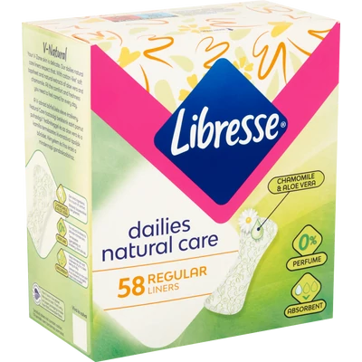 LIBRESSE dailies natural care Regular tisztasági betét 58 db LIBRESSE dailies natural care Regular tisztasági betét 58 db