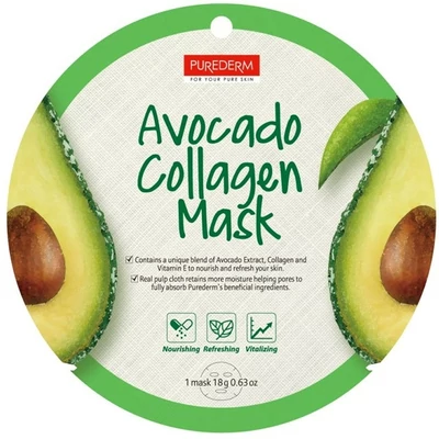 PureDerm avocado collagen vitalizáló fátyolmaszk kollagén és avokádó 1 db