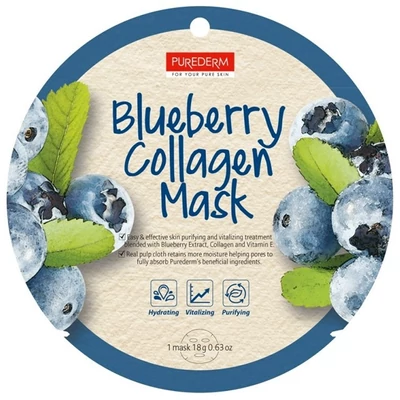 PureDerm blueberry collagen bőrfeszesítő kékáfonya fátyolmaszk 1 db