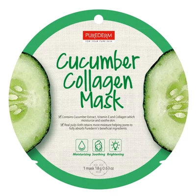 PureDerm cucumber collagen bőrtápláló uborka kollagén fátyolmaszk