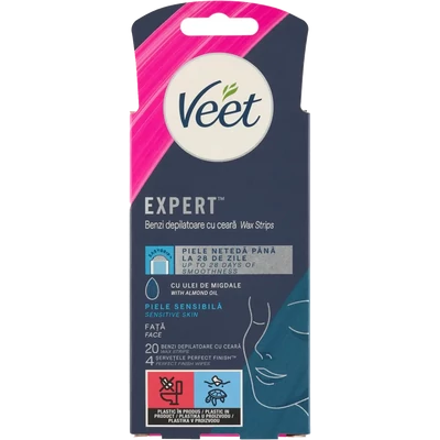 Veet Expert hideggyanta szalag arcra 20 db + 4 törlőkendő Veet Expert hideggyanta szalag arcra 20 db + 4 törlőkendő