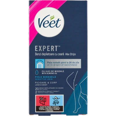Veet Expert hideggyanta szalag érzékeny bőrre 20 db + 2 törlőkendő Veet Expert hideggyanta szalag érzékeny bőrre 20 db + 2 törlőkendő