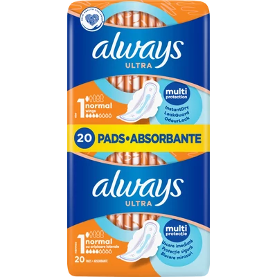 Always Ultra Normál 1. egészségügyi betét 20 db Always Ultra Normál 1. egészségügyi betét 20 db