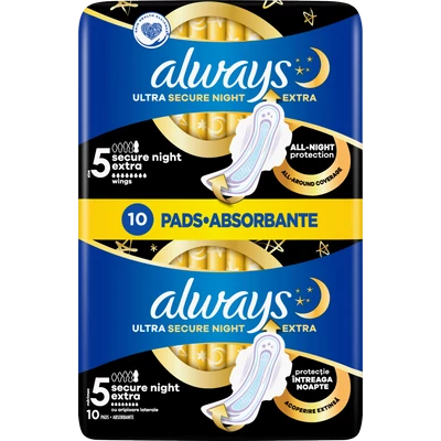 Always Ultra Secure Night (5) extra egészségügyi betét 10 db Always Ultra Secure Night (5) extra egészségügyi betét 10 db