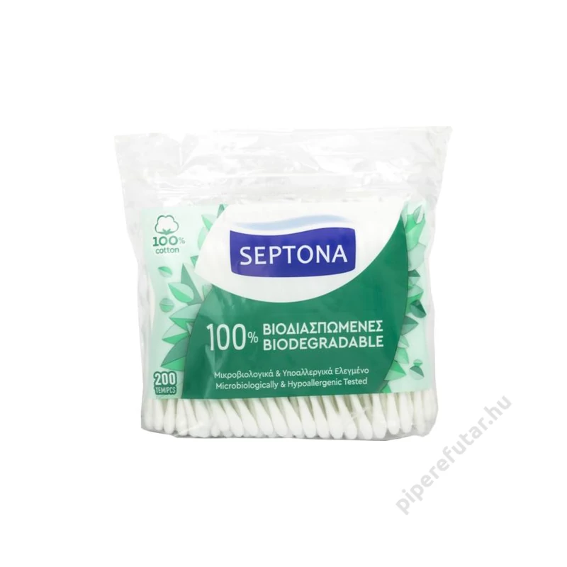 Septona 100%-ban biológiailag lebomló pamut fültisztító utántöltő 200 db
