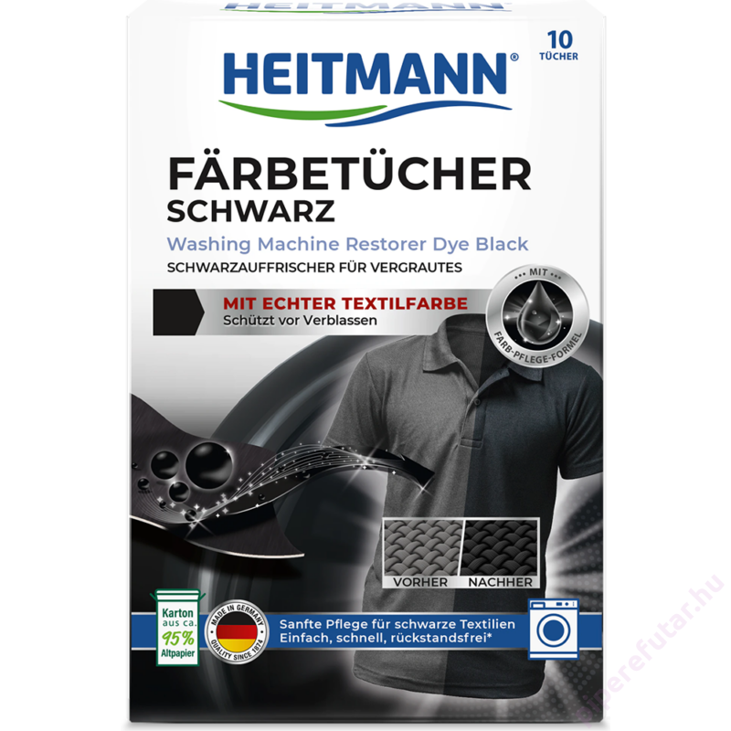 Heitmann fekete színfrissítő kendő 10 darab