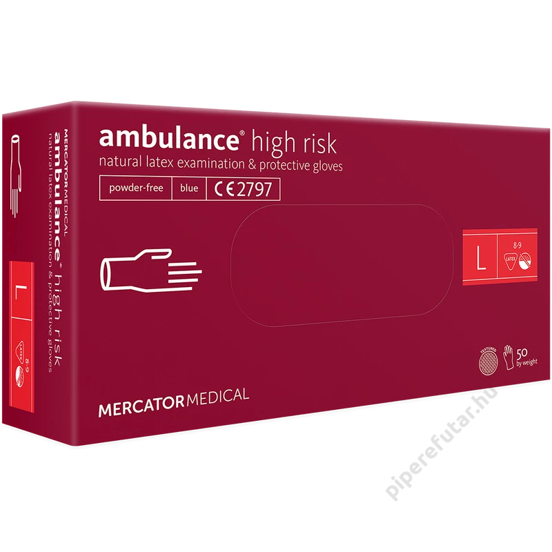 ambulance® high risk púdermentes latex vizsgálókesztyű L