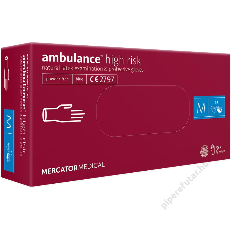 ambulance® high risk púdermentes latex vizsgálókesztyű M