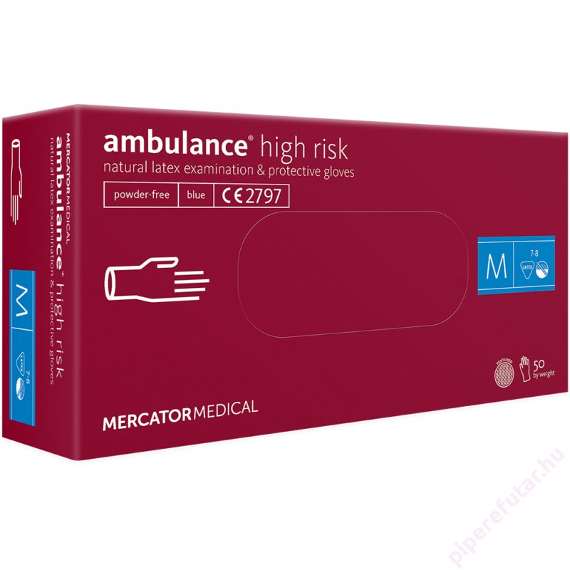 ambulance® high risk púdermentes latex vizsgálókesztyű M