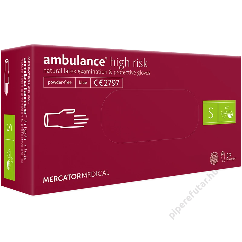 ambulance® high risk púdermentes latex vizsgálókesztyű S
