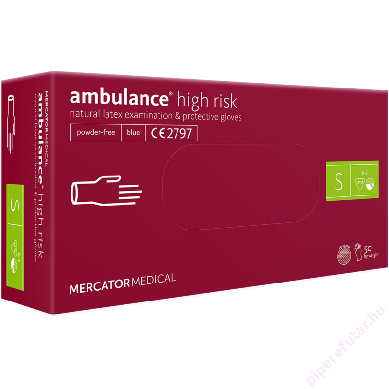 ambulance® high risk púdermentes latex vizsgálókesztyű S