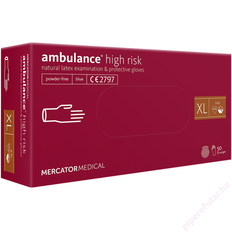 ambulance® high risk púdermentes latex vizsgálókesztyű XL