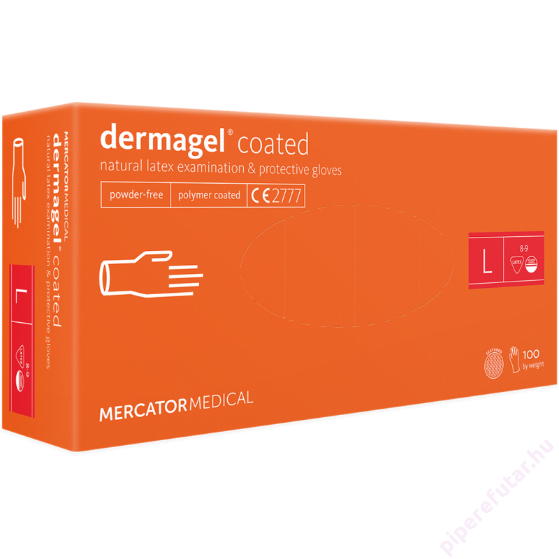 dermagel® coated púdermentes orvosi latex kesztyű L