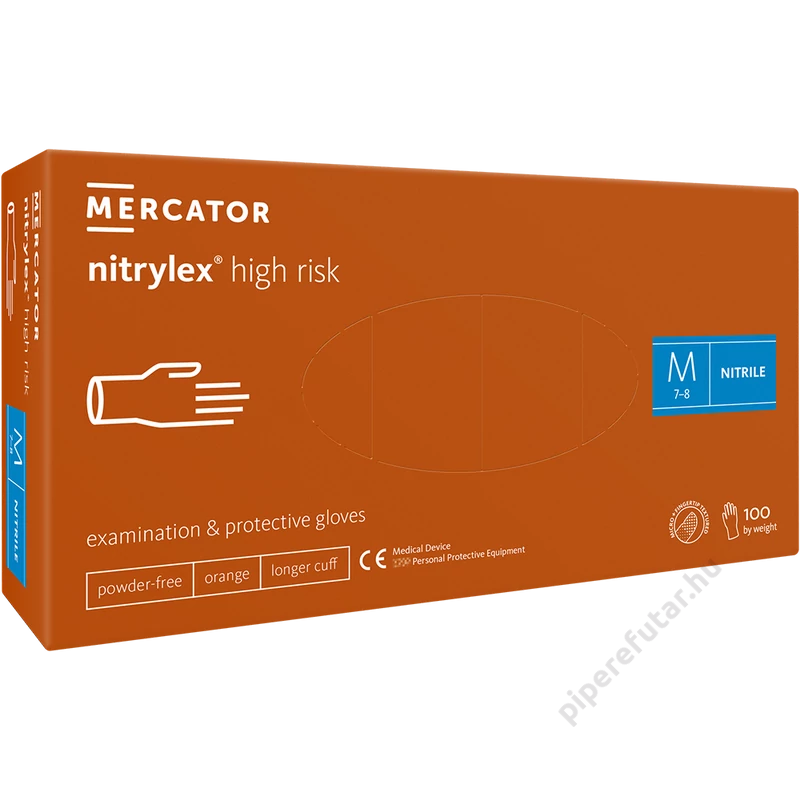 Mercator nitrylex high risk vastag púdermentes narancssárga nitril kesztyű 100 db
