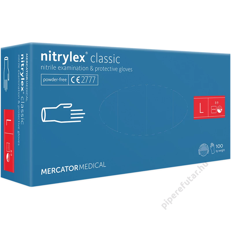 Mercator Nitrylex classic blue púdermentes kék nitril vizsgálókesztyű L