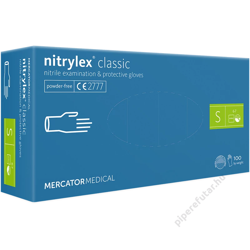 Mercator Nitrylex classic blue púdermentes kék nitril vizsgálókesztyű S