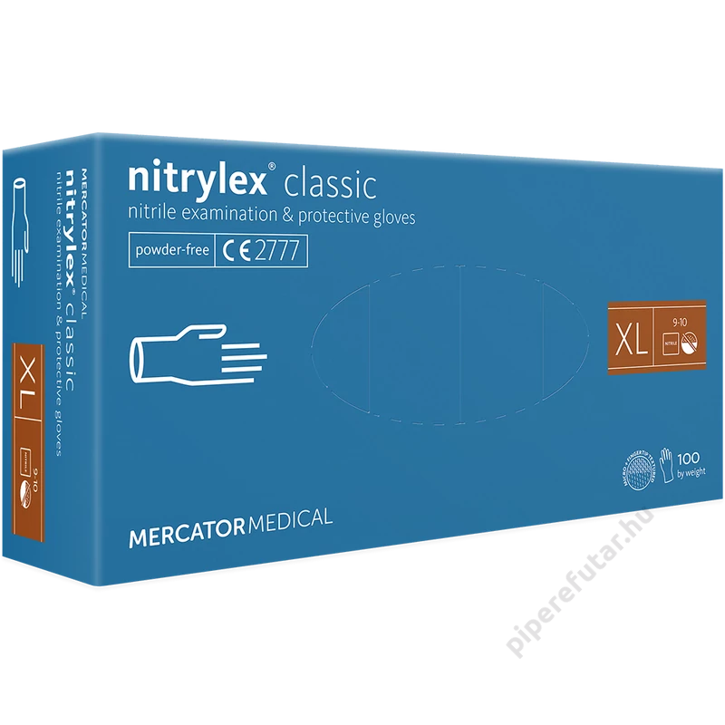 Mercator Nitrylex classic blue púdermentes kék nitril vizsgálókesztyű XL