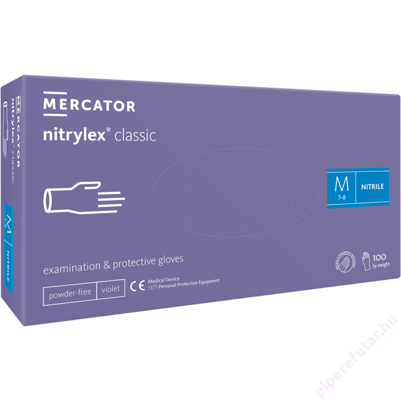 Mercator Nitrylex classic violet púdermentes lila nitril vizsgálókesztyű M