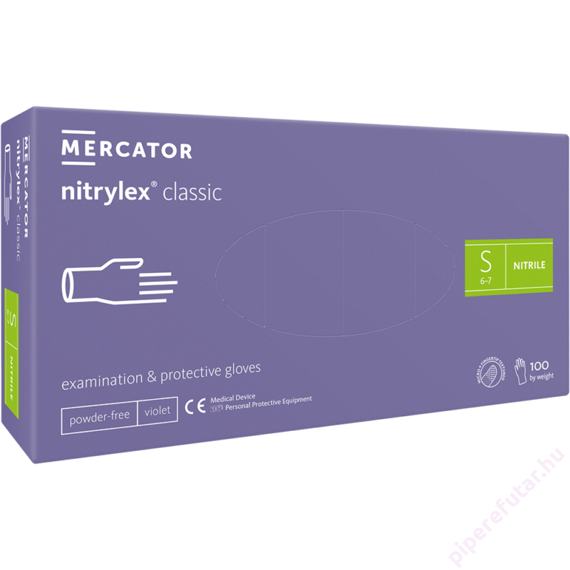 Mercator Nitrylex classic violet púdermentes lila nitril vizsgálókesztyű S