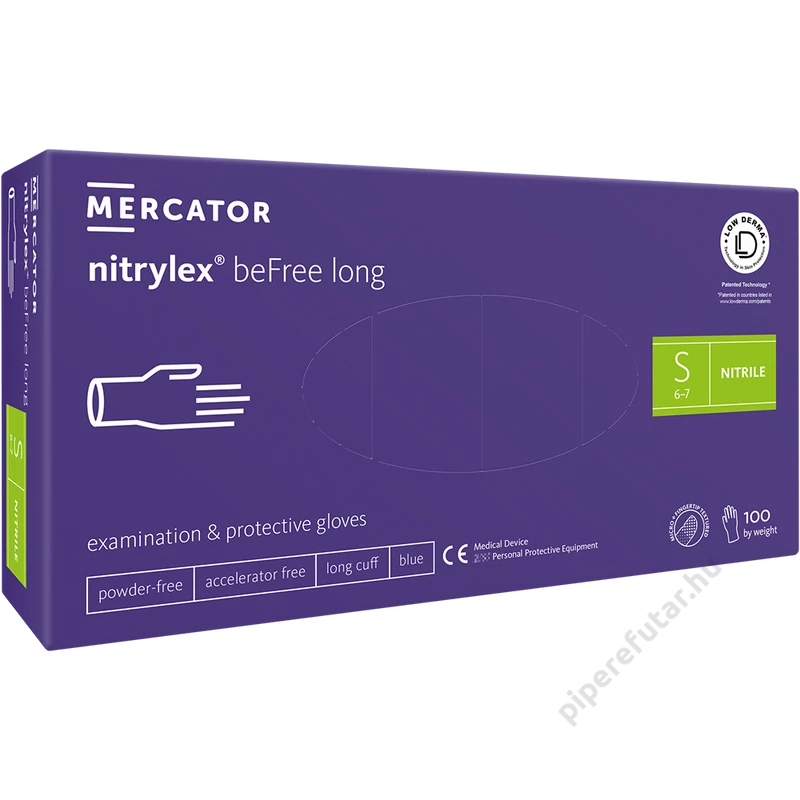 Mercator® Nitrylex beFree Long púdermentes nitril kesztyű S
