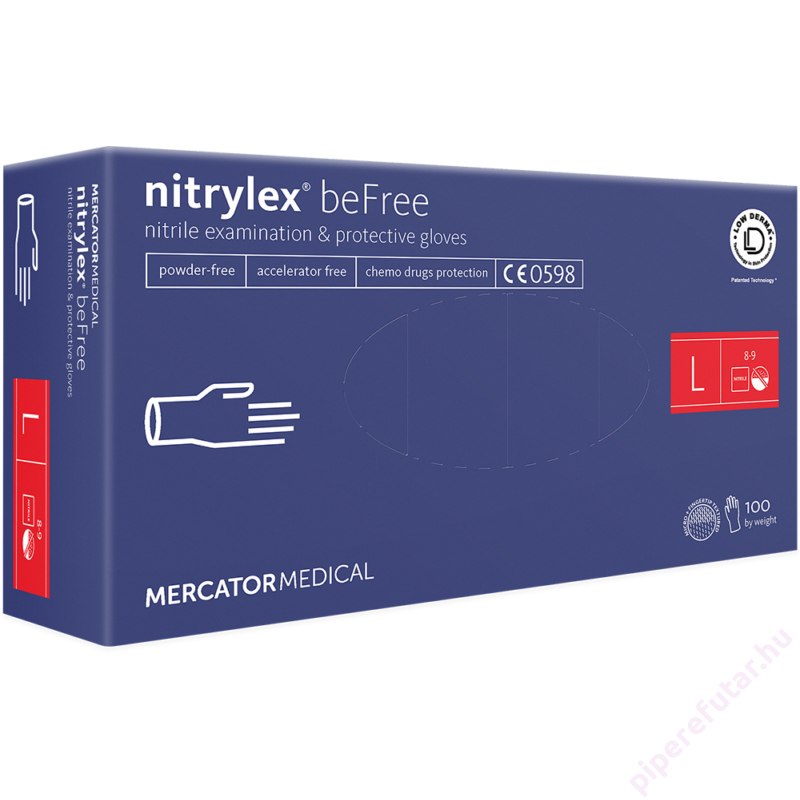 nitrylex beFree púdermentes tintakék nitril kesztyű L