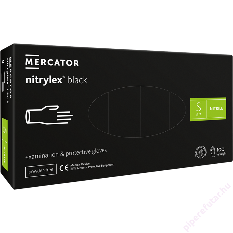 nitrylex púdermentes fekete nitril kesztyű S