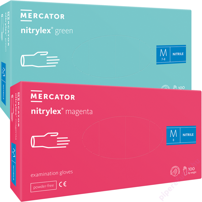 Mercator® Nitrylex green / magenta púdermentes nitril vizsgálókesztyű