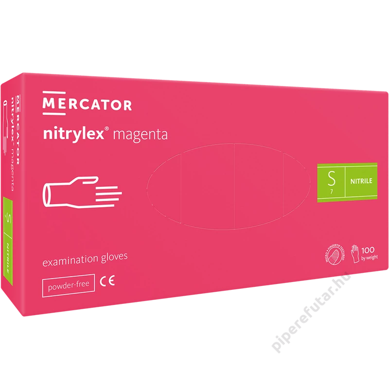 Mercator® Nitrylex magenta púdermentes nitril vizsgálókesztyű S
