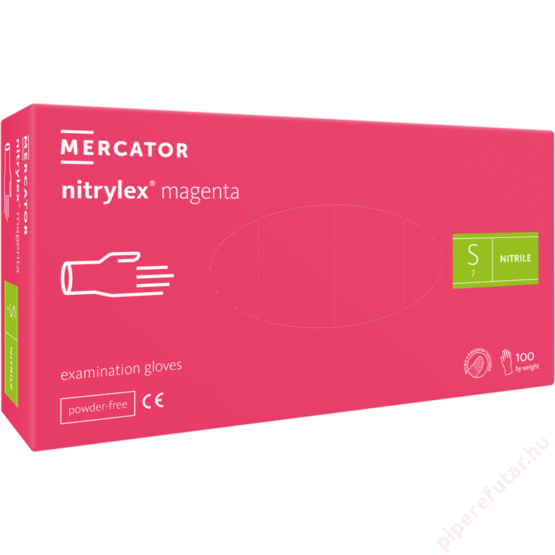 Mercator® Nitrylex magenta púdermentes nitril vizsgálókesztyű S