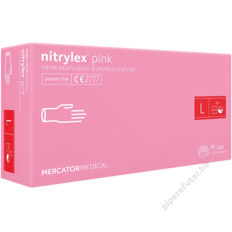 Mercator® Nitrylex pink púdermentes rózsaszín nitril vizsgálókesztyű 100 db